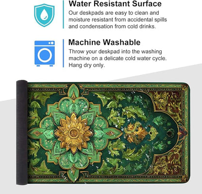 Green Vintage Floral Mouse Pad – Large Extended Desk Mat 35.43 x 15.75 in – - Image 4