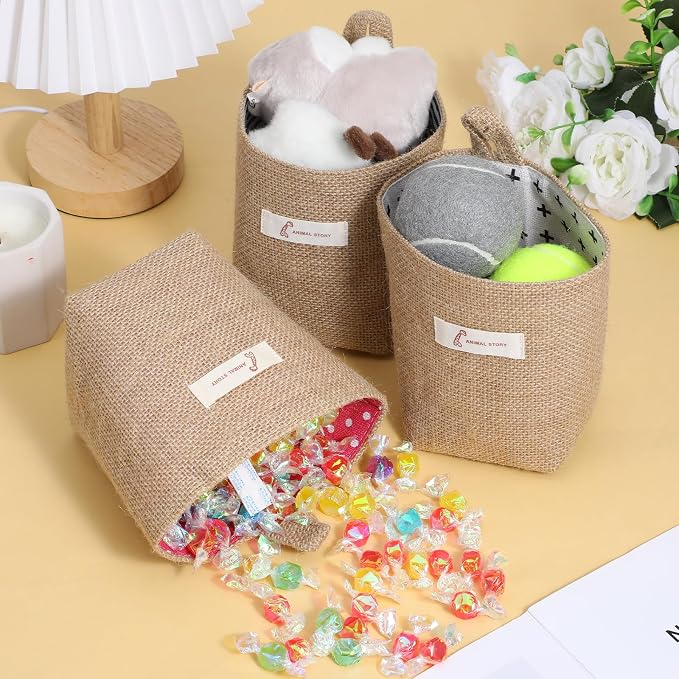 9 Pcs Mini Wall Hanging Storage Bags, Cotton Linen Mini Wall Hanging Storage - Image 7