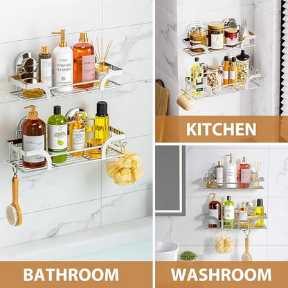 LEVERLOC Shower Caddy Suction Cup 2 Pack, Shower Shelf - Image 3