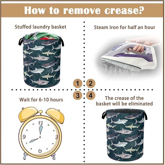 Cute Shark Collapsible Laundry Baskets, Laundry Hamper, Storage Basket - Image 6