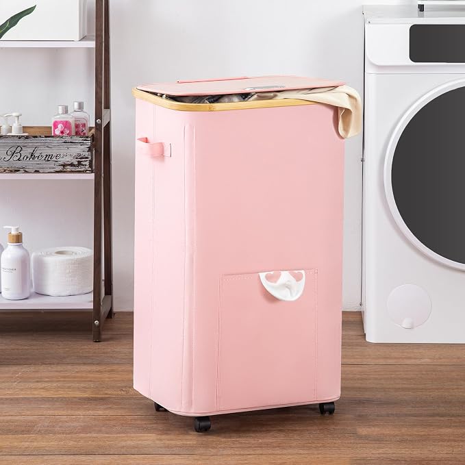 Vincona Laundry Basket with Wheels, Tall Dirty Clothes Hamper on Wheels - Image 6