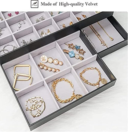 ProCase Stackable Large Jewelry Drawer Organizer, 3 Pack Velvet Jewelry - Image 5