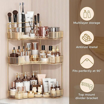BEFSOP Corner Bathroom Counter Organizer, Upgraded 3-Tier Makeup Organizer - Image 5
