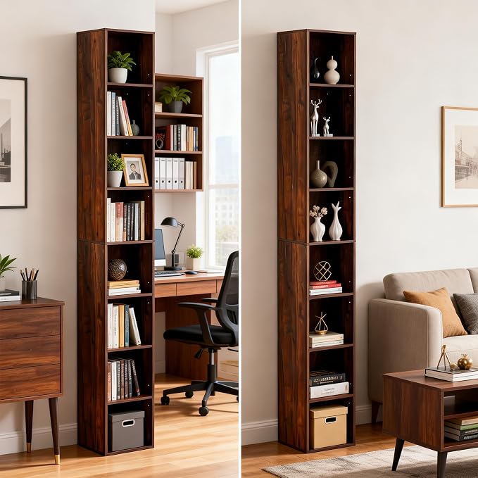 8-Cube Storage Organizer Bookcase, Tall Narrow Bookshelf - Image 9
