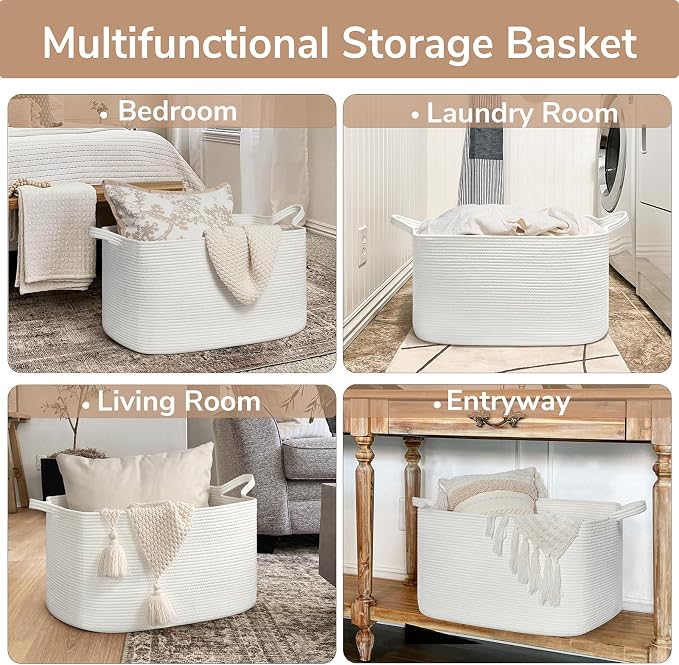 Goodpick Large Blanket Basket Living Room, Storage Baskets - Image 4