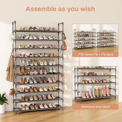 LANTEFUL Tall Shoe Rack 10 Tier Shoe Organizer Large Shoe Shelf - Image 5