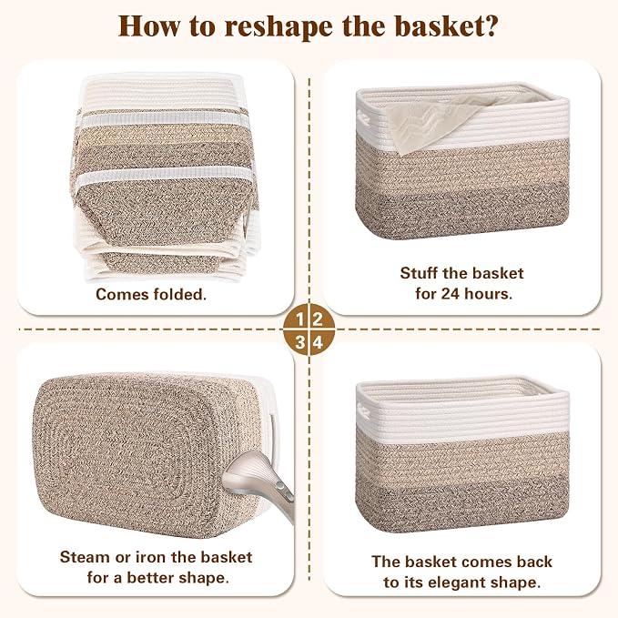 Storage Baskets for Organizing, 4 Pack Storage Baskets for Shelves, Woven - Image 8
