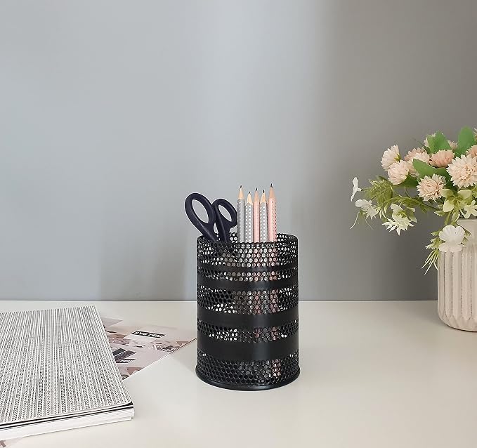 Metal Hook Wall Mounted Pen Pencil Holder, Office Desk Organizer - Image 4