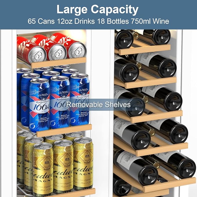 Wine and Beverage Refrigerator, 24 Inch Beverage Cooler Dual Zone - Image 4