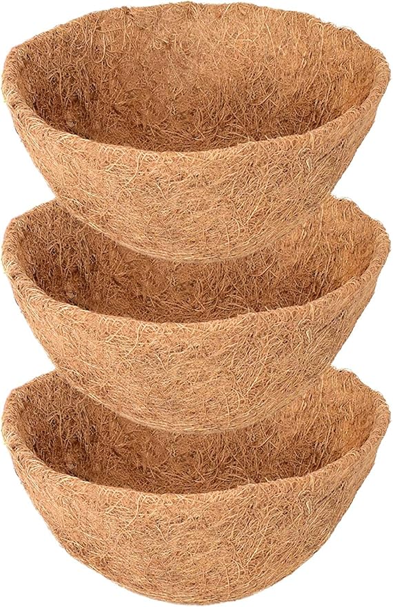 3 Pack 14 Inch Hanging Basket Coco Liners Replacement, 100% Natural Round by Legigo