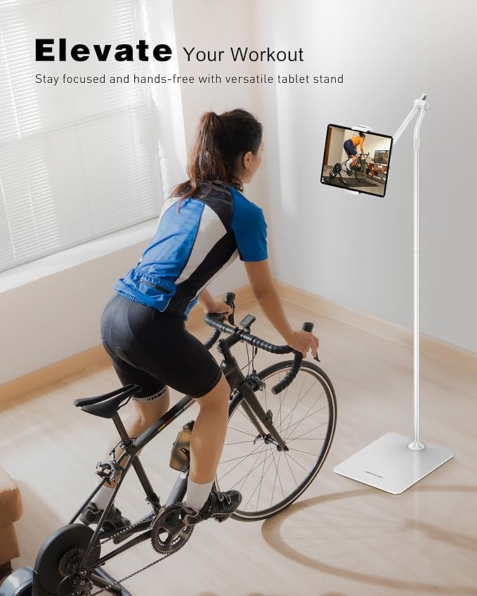 AboveTEK Tablet Floor Stand, Stylish Adjustable Height iPad Floor Stand - Image 3