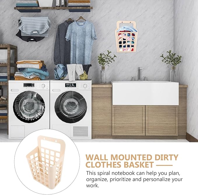 Alipis Foldable Hanging Laundry Basket 14.56X9.05X5.11In Plastic Laundry Hamper - Image 5