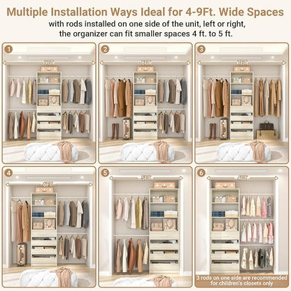 Aheaplus Closet System, 4-9Ft Closet Organizer - Image 4