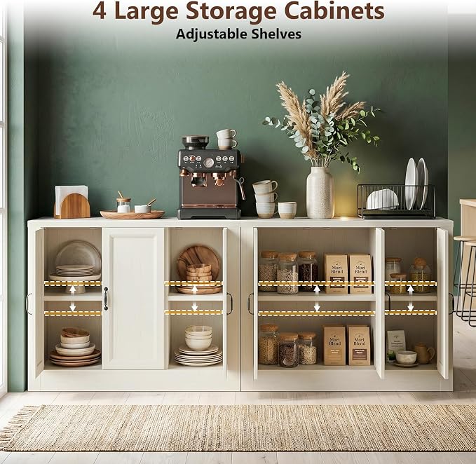 118" Buffet Cabinet with Storage, Modular Sideboard with Floor Base & Baseboard - Image 3