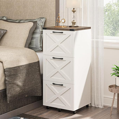 Halitaa 3 Drawers Tall Farmhouse File Cabinet - Image 8
