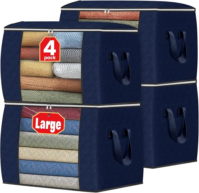 Fab totes 24 Gallons Clothes Storage, Foldable Thick Fabric Blanket Storage Bags by Fabtotes