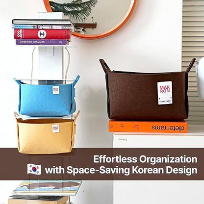 Collapsible Felt VANILLA Storage Bin Large 14.6"x9.4"x9.4" – Foldable Basket - Image 7