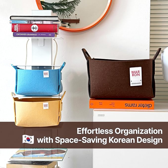Collapsible Felt APRICOT Storage Bin Mini 3.9"x3.9"x3.9" – Foldable Basket - Image 7
