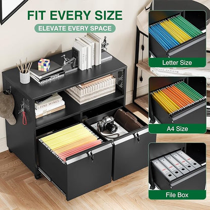Metal File Cabinet, 2 Drawer Filing Cabinet - Image 4