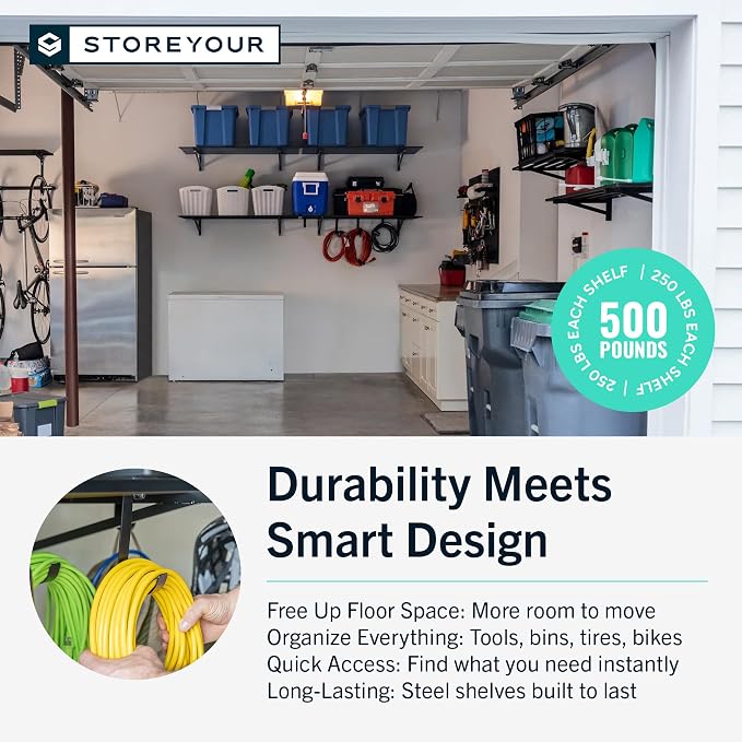 StoreYourBoard Heavy Duty Garage Shelf Wall Mount 1ft x 6ft – Wall-Mounted - Image 5