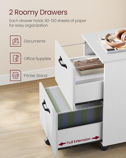 VASAGLE 2-Drawer File Cabinet, Small Rolling Filing Cabinet - Image 4