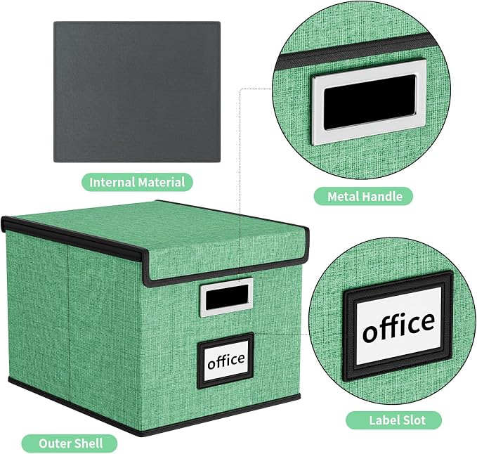 File Organizer Box with Lids, Collapsible File Folder Organizer | File Box with - Image 2