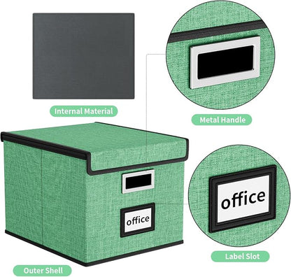 File Organizer Box with Lids, Collapsible File Folder Organizer | File Box with - Image 2