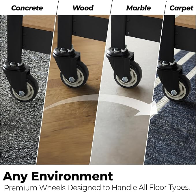 HOMEDANT House 5-Tier Metal Boltless Rolling Cart Shelf Rack Casters Heavy Duty - Image 14