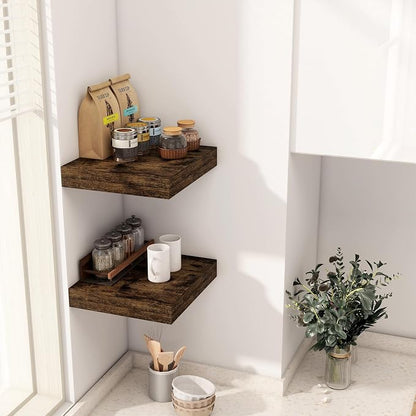 Fun Memories 12 Inch Floating Shelf, Rustic Wood Wall Shelves - Image 2