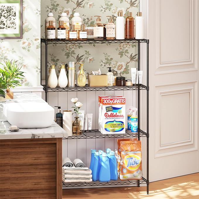 FDW | 4-Tier Wire Shelf | 35" x 13" x 53" | Black | Storage Shelves - Image 7