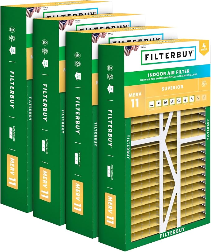 Filterbuy 16x25x5 Air Filter MERV 11 Superior Pet & Allergy Defense, Pleated by Filterbuy
