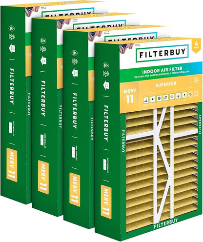 Filterbuy 16x25x5 Air Filter MERV 11 Superior Pet & Allergy Defense, Pleated by Filterbuy
