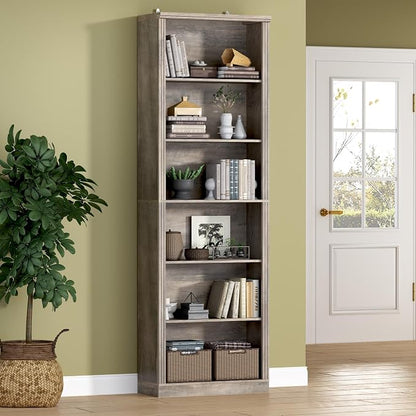 75" Tall Bookshelf, 6-Tier Floor Standing Bookcase by BORNOON