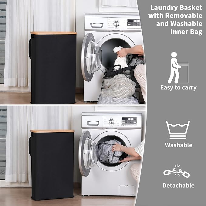 iEGrow 65L Slim Laundry Hamper, Narrow Laundry Basket - Image 5