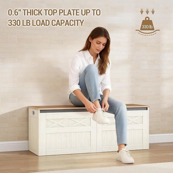 Hzuaneri 47" Storage Bench, Lift Top, 210L/55 Gal Large Storage Chest | | 330lb - Image 7