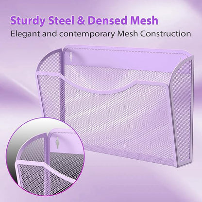 MINDEPOT Wall File Organizer, Hanging Wall File Holder, 3 Pack, Metal Mesh Wall - Image 4
