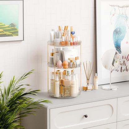 Yieach Acrylic 360 Rotating Makeup Organizer and Perfume Organizer, 3 Tier Make - Image 2