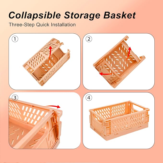 6 Pack Mini Foldable Small Plastic Baskets - Image 4