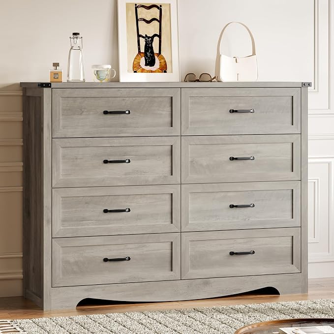 8-Drawer Dresser for Bedroom, Modern Wooden Chest of Drawers by BORNOON