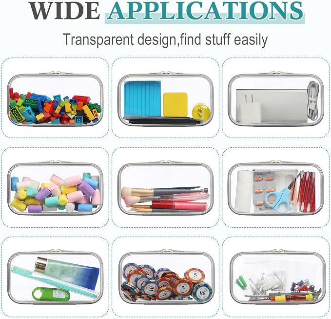 Sanwuta 6 Pcs Clear Hard Zipper Case Hard Plastic Zipper Pouches Transparent - Image 7