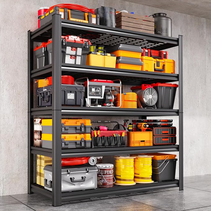 Storage Shelves, 2500lbs Garage Shelving, Adjustable Heavy Duty Shelving Unit by KORVENA