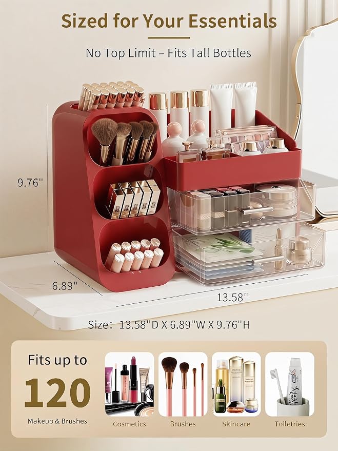 Booklov Makeup Organizer for Vanity, Large Capacity Cosmetic Display Case - Image 2