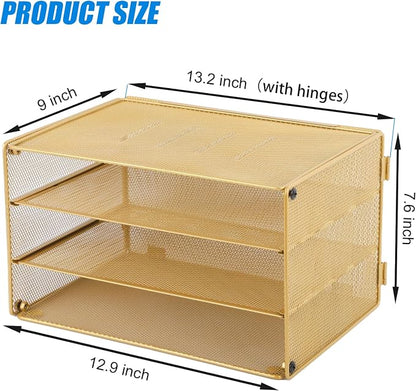 EASEPRES Paper Organizer Tray, 3 Tier Mesh Desk File Organizer Letter Sorter - Image 2