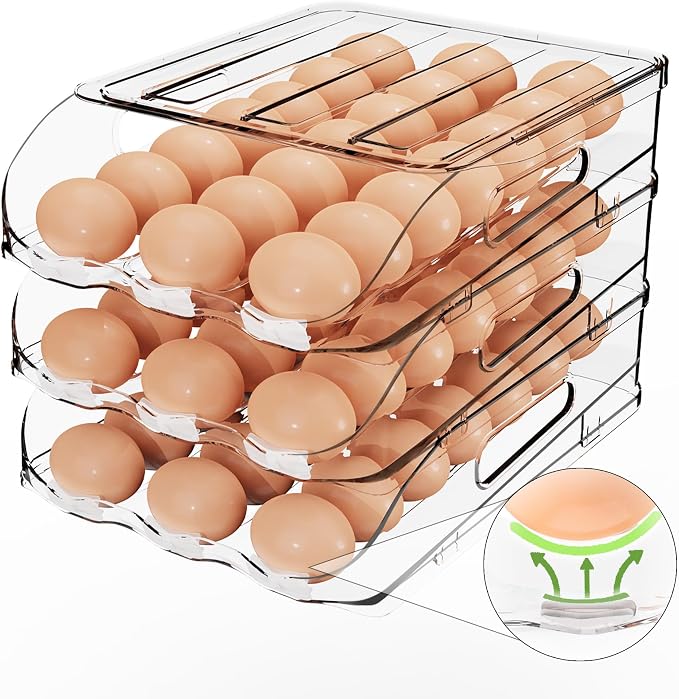 Egg Holder for Fridge, Automatic Steady Rolling Egg Dispenser by SMRCAD