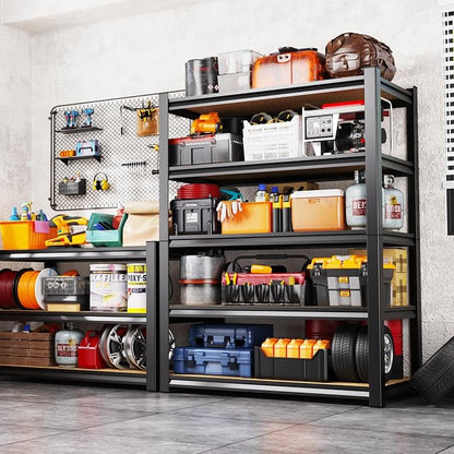 2 Pack Garage Shelving Heavy Duty Storage Shelves, Metal Adjustable Shelving - Image 2