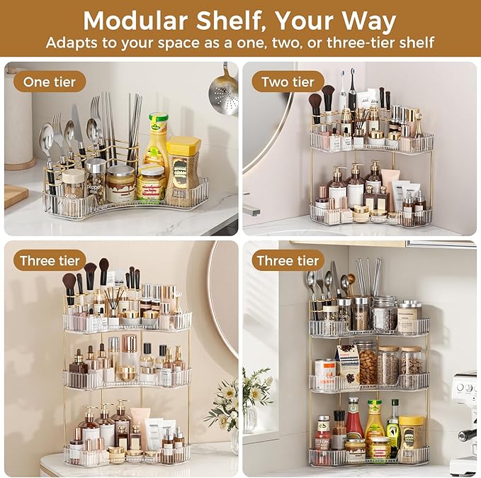 BEFSOP Corner Bathroom Counter Organizer, Upgraded 2-Tier Makeup Organizer - Image 6