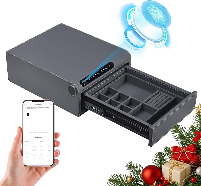 Jewelry Safe with Drawers，Biometric Fingerprint safe, Slide-Away Handgun Safe by SecureYourWorld