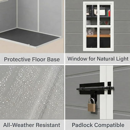 Gizoon 5x3 FT Resin Outdoor Storage Shed, Weather-Resistant Plastic Garden Tool - Image 5