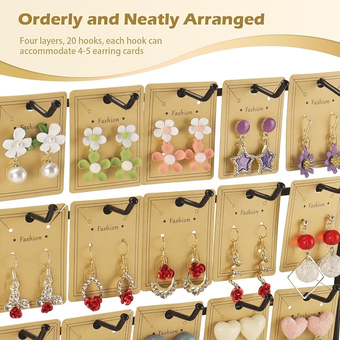 Earring Stand Display for Selling, Wood Earring Rack Tower Display Holder Stand - Image 3