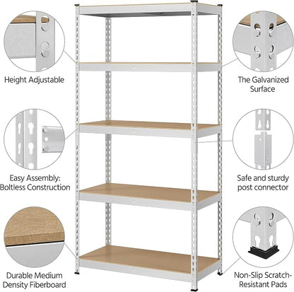 Topeakmart 5-Tier Utility Shelves, Metal Storage Shelves Garage Shelving Unit - Image 4